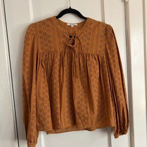 Madewell Eyelet Double-tie Peasant Blouse Womens M